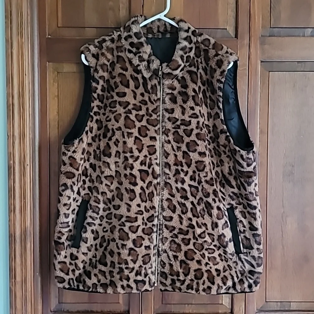 Beauciel vest 3X zip faux fur cabincore baddie animal print - Picture 13 of 13